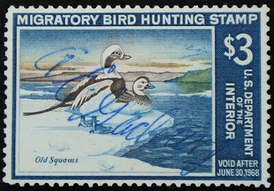 U.S. Used Stamp Scott #RW34 $3 Federal Duck Hunting. XF. A Gem! - Image 1 of 2