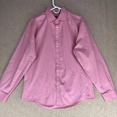 Camisa de vestir Thomas rosa para hombre talla 16,5 de algodón a rayas manga larga Foto 1 de 4