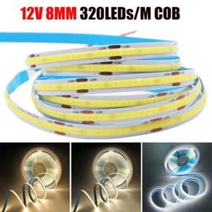 5m 12V 24V COB LED Strip Light 320LEDs/M Flexible Tape Lights Home DIY Lighting - Picture 1 of 27