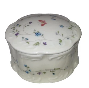 VTG Takahashi Trinket Box Ceramic Butterfly Flowers Jewelry Gift Dresser Vanity - Picture 1 of 12