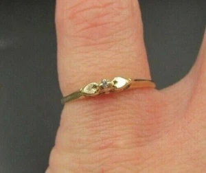 10K Yellow Gold Small Genuine Diamond Band Ring - Picture 1 of 5