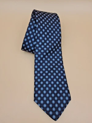 Vintage Saddle Club Neck Blue 100% Silk England 3" - Image 1 of 4