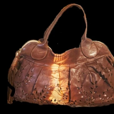CATERINA LUCCHI- Brn. / Vanilla TIE DYE Imp. LEATHER  Handbag- NWOT*** - Image 1 of 4