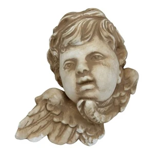 Vintage Angel Cherub Head W/ Wings Plaster Wall Hanging Plaque Baroque Style - Picture 1 of 11