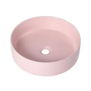 ANGELES HOME Bathroom Vessel Sink Ceramic Circular Round High-Quality Pink - Picture 1 of 7