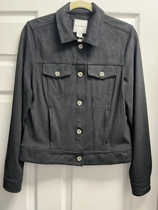 NEW! Tommy Bahama Faux SUEDE Salina Sands Jean Jacket BLACK - Size SMALL - Picture 1 of 6