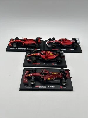 Lot Of 4- 1:43, Bburago, Formula 1, C.Leclerc, C.Sainz, S.Vettel - Ferrari’s - Image 1 of 4