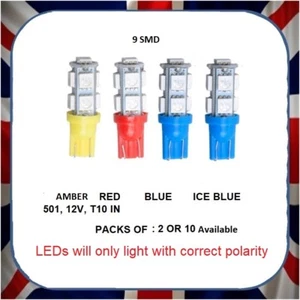 SET OF 2 LED BLUE 501 T10 CAPLESS SIDE LIGHT NUMBER PLATE PUSH IN CAR BULB 5050 - Picture 1 of 1
