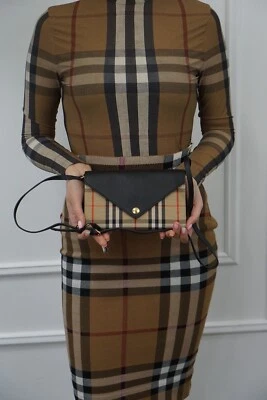 Burberry Hannah Check Print Envelope Shoulder Bag Black - Image 1 of 4