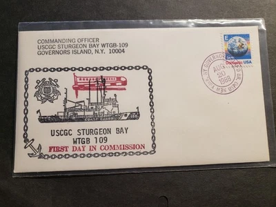 USCGC STURGEON BAY WTGB-109 Naval Cover 1988 COMMISSIONED Cachet - Image 1 of 2