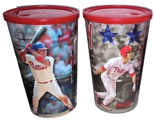 Phillies Souvenir Cups w/ Lids - Chase Utley & Carlos Ruiz - Very Good Condition - Picture 1 of 3