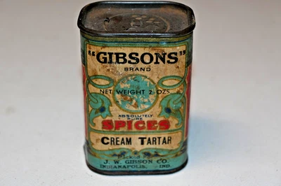 1930s Gibsons Cream Tartar Spice Tin J W Gibson Co Indianapolis, Indiana - Image 1 of 4