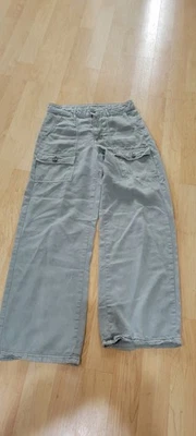 NWOT American Eagle Mid-Rise Baggy Wide Leg Stretch Cargo faded green 2,GRUNGE - Image 1 of 4