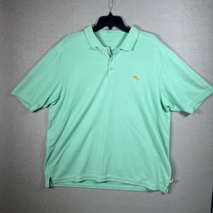 Tommy Bahama IslandZone Mens XL Green Supima Cotton Polo Shirt Orange Embroidery - Picture 1 of 6