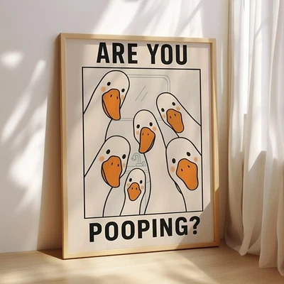 Funny Goose 2 | Luxury Wall Art Print | Home Decor | Are You Pooping? Bathroom - Image 1 of 4