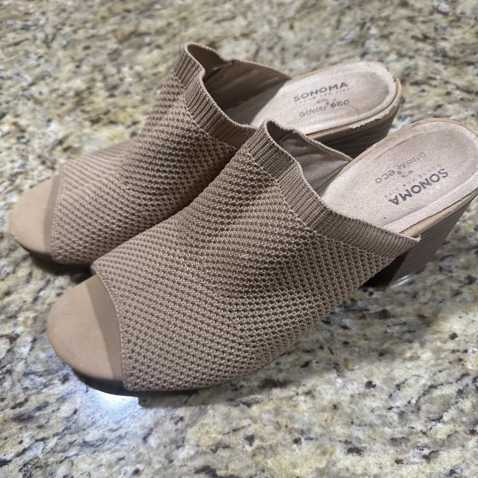 Zapatos de tacón alto Sonoma Goods For Life vestido de tilo mulas tostado para mujer talla: 9,5 M Foto 1 de 4