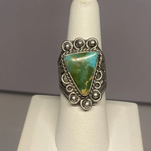 Sterling Silve & Turquoise Ring Size 7.75 South Western, 9.3 Grams - Picture 1 of 8