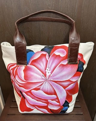Bolso de Mano Elliott Lucca Intreccio Cuero Blanco Floral Pintado a Mano de Nordstrom EXC Foto 1 de 4