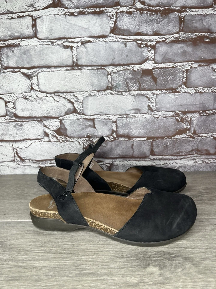 Dansko Rowan schwarze Damen-Ledersandale wachsartig MaryJane geschlossene Zehe Größe 38 EU/7,5 M US - Bild 1 von 4