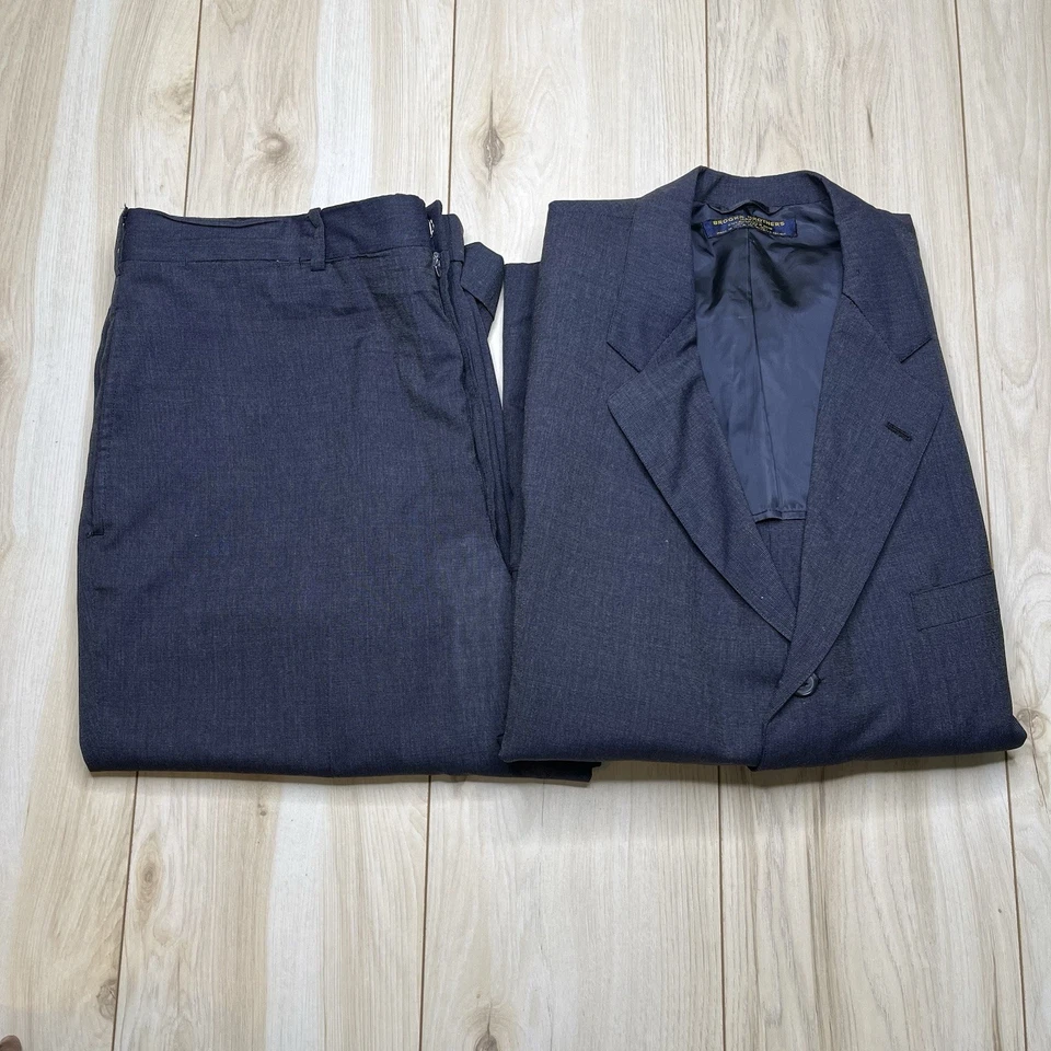 Traje Brooks Brothers Makers 100 % lana medio forrado 2 piezas azul para hombre talla 48R 40x28 Foto 1 de 4