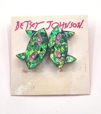 Betsey Johnson Blue Iridescent cat stud earrings  - Image 1 of 4
