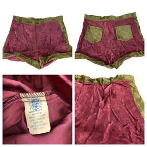 Vintage 60s/70s High Waist Crushed Velvet Shorts Hippie Gogo Union Label Sz S