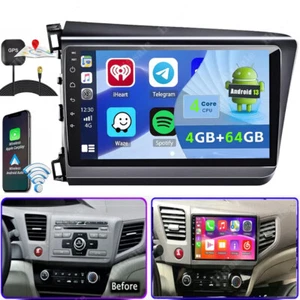 Android 13 9" Car Stereo Radio GPS Navi Wifi USB For 2012-15 Honda Civic 4+64G - Picture 1 of 17