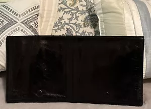 Cesare Piccini Black Leather Clutch Envelope Purse Handbag Italy Snap Closure - Picture 1 of 15