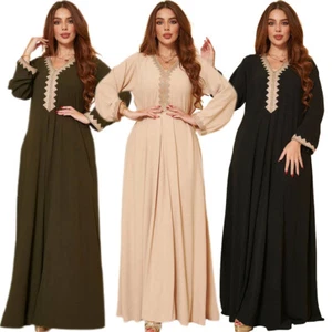 Dubai Abaya Muslim Women Maxi Dress Kaftan Robe Islamic Arab Robe Loose Caftan - Picture 1 of 29