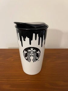 Starbucks Ceramic Tumbler Travel Mug 2014 Band of Outsiders Black Drip 12 oz - Picture 1 of 12