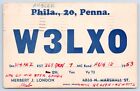 QSL CB Ham Radio W3LXO Ambler Pennsylvania Vtg Montgomery County CA 1953 Card