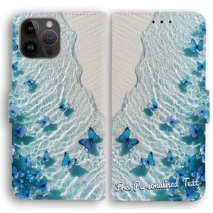 Funda de teléfono con texto personalizada para Apple iPhone - Cubierta abatible con mariposa sobre agua - Imagen 1 de 2
