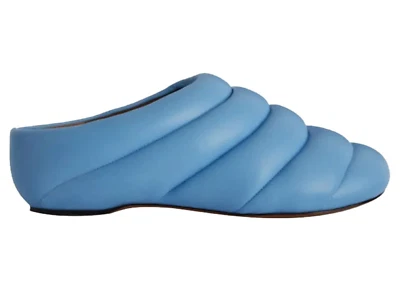 Nuevo Proenza Schouler Puffy Rondo Azul Acolchado Mula Zapatilla Plana Talla 37 7 $760 Foto 1 de 4