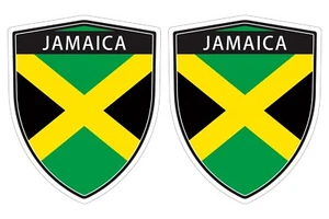 Jamaica Flag window car shield vinyl decal bumper sticker x2 SH031 - Imagen 1 de 4
