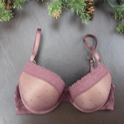 Sujetador DKNY Talla 34D Rosa Acolchado Push-up Con Aros Cierre Ajustable Foto 1 de 4