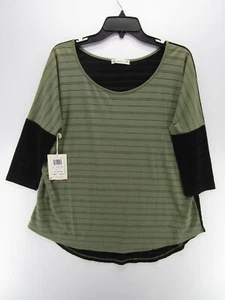 Rusty Blouse Women 10 Green Tunic Pullover Scoop Neck Relaxed Hi Low Preppy NEW - Picture 1 of 12