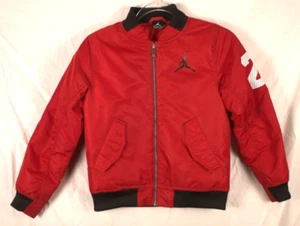 Nike Air Jordan Bomber Jacket Boys Medium 10-12 years Red Full Zip Jumpman Logo - Picture 1 of 13