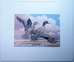 Kansas #1 Hunting Permit $3 Stamp Signed Artwork Souvenir Folder 1987 Ducks USA - Picture 1 of 2