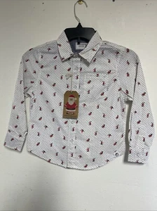 NEW Boys Free Planet Christmas Button Down Shirt Size 6 100% Cotton #1083 - Picture 1 of 6