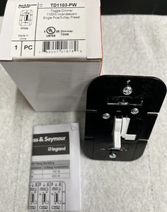 Pass Seymour Legrand TD1103-PW Toggle Dimmer Switch 110W Incandescent 1 Pole NEW - Picture 1 of 13