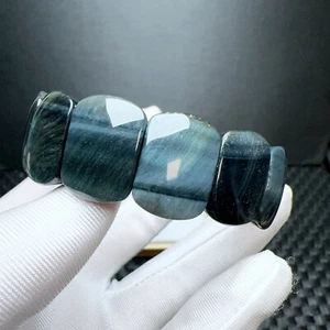 19.3*7.4*14.6mm Natural Blue Tiger's Eye Crystal Gemstone Bangle Bracelet AAA - Picture 1 of 6