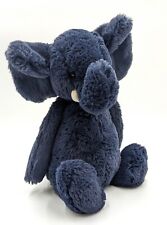Jellycat Bashful Blue Elephant Plush 11" Midnight Navy Blue Soft Stuffed Animal