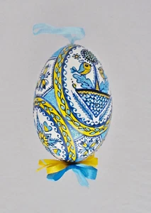 Gans Osterei, ukrainische Pysanka, Wachsaufzucht, hergestellt auf leerer Schale RWG#13 - Bild 1 von 4