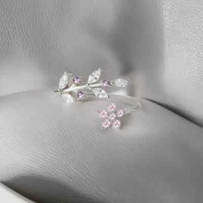 Anillo de ajuste de color de plata esterlina 925 envolvente hoja Florencia Foto 1 de 4