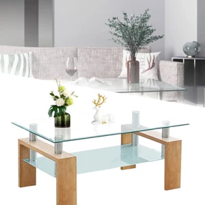 2 Tier Coffee Table Sofa Side End Table Desk Modern Furniture Living Room Office - Picture 1 of 8