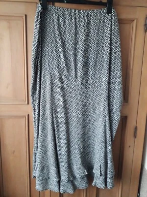 Monsoon Black/Ivory Ditsy Print Long Maxi Skirt Elasticated ( Altered item) 22 - Image 1 of 4