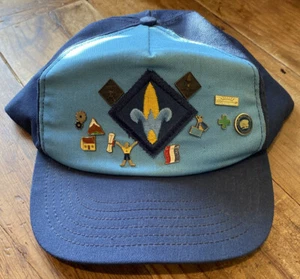 Sombrero Vintage Cub Scouts BSA Webelos Azul Estilo Gorra con Insignias Alfileres Boy Scouts - Imagen 1 de 12