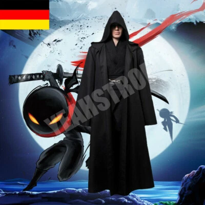 Vampir Umhang Wendeumhang mit Kapuze Cape Lang Mantel Halloween Kostüm Cosplay