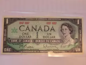 1967 Canada $1 Dollar Queen Elizabeth II Centennial Bill JRB/LR Bank Note - Bild 1 von 1