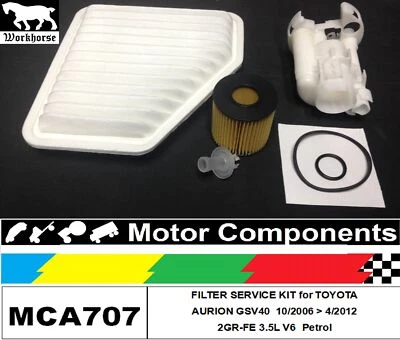 FILTER SERVICE KIT for TOYOTA AURION GSV40R 2GR-FE 3.5L Petrol 10/06>04/12 - image 1 of 4